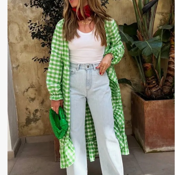 NWT NEVER FULLY DRESSED check Green Gingham Wrap Dress size 10 petite - Picture 4 of 5